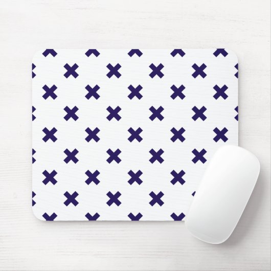 Blaue Kreuzstiche auf weiß Mousepad (Mit Mouse)