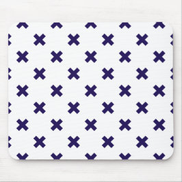 Blaue Kreuzstiche auf weiß Mousepad