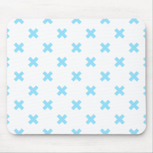 Blaue Kreuzstiche auf weiß Mousepad