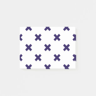 Blaue Kreuzstiche auf weiß Post-it Klebezettel