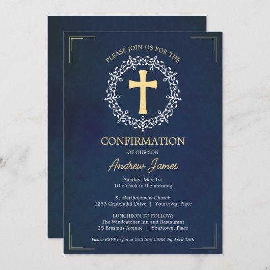 Blaue Kreuzung Einladung (Vorne/Hinten)