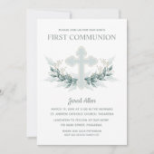 Blaue Kreuzung Grüne erste Kommunion Einladung (Vorderseite)