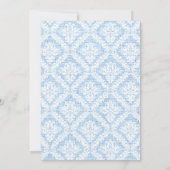 Blaue Kreuzung mit weißem Damastasenguss Erste Kom Einladung (Rückseite)