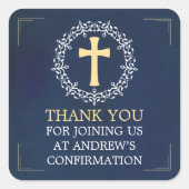 Blaue Kreuzung Quadratischer Aufkleber (Vorderseite)