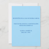 Blaue Kreuzung - Spanische Invitacion de Bautizo Einladung (Rückseite)