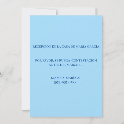 Blaue Kreuzung - Spanische Invitacion de Bautizo Einladung (Rückseite)
