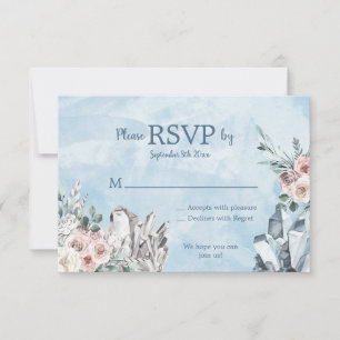 Blaue Kristalle und blühende UAWG RSVP Karte