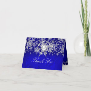 Blaue Kristallperlen-Schneeflocken-Silber-Dankeska Dankeskarte