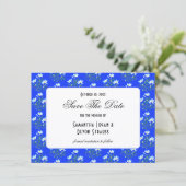 Blaue Krokus-Hochzeit Save The Date (Stehend Vorderseite)