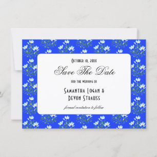 Blaue Krokus-Hochzeit Save The Date