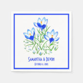 Blaue Krokus-Hochzeit Serviette (Vorderseite)