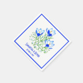 Blaue Krokus-Hochzeit Serviette (Ecke)