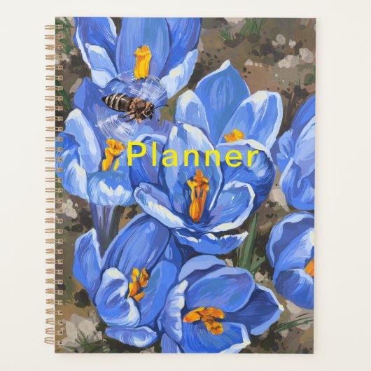 Blaue Krokus und eine Biene Planer (Vorderseite)
