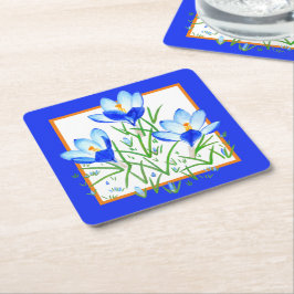 Blaue Krokusblumen Rechteckiger Pappuntersetzer