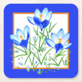 Blaue Krokusblumen Rechteckiger Pappuntersetzer (Vorderseite)