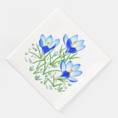 Blaue Krokusblumen Serviette (Ecke)