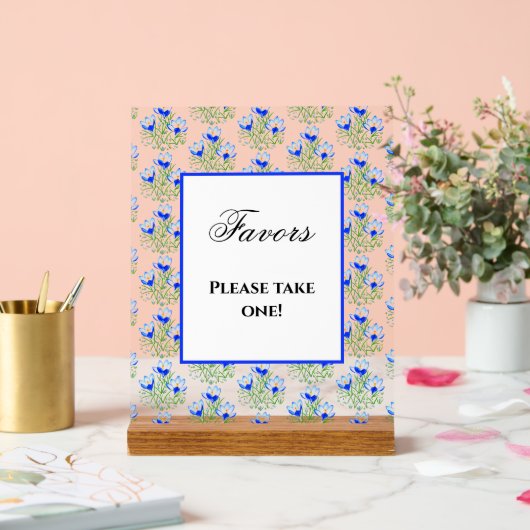 Blaue Krokusse Acrylschild (Hochzeit)