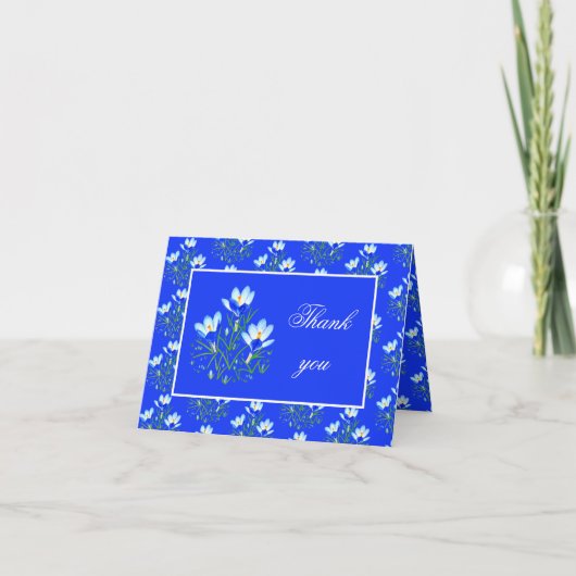 Blaue Krokusse Dankeskarte (Vorderseite)