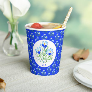 Blaue Krokusse Hochzeit Pappbecher