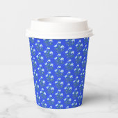 Blaue Krokusse Hochzeit Pappbecher (Rückseite)