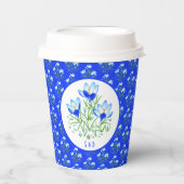 Blaue Krokusse Hochzeit Pappbecher (Vorderseite)