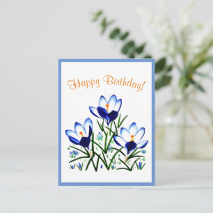 Blaue Krokusse in der Frühlings-Postkarte Postkarte