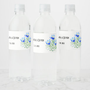 Blaue Krokusse Wasserflaschenetikett