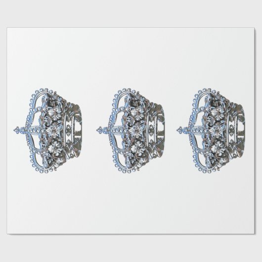 Blaue Krone Geschenkpapier (Flach)