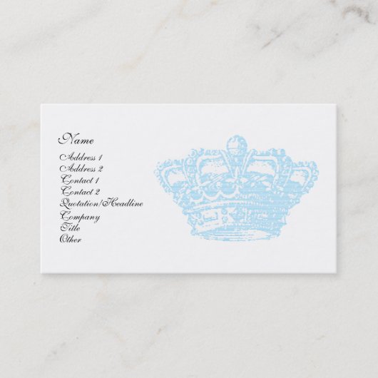 Blaue Krone Visitenkarte (Vorderseite)