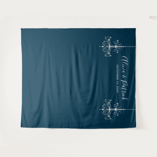 Blaue Kronleuchter für Hochzeiten und Foto Wandteppich (Vorderseite (Horizontal))