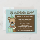 Blaue Kuchen-Bärn-Geburtstags-Party Einladungen (Vorne/Hinten)