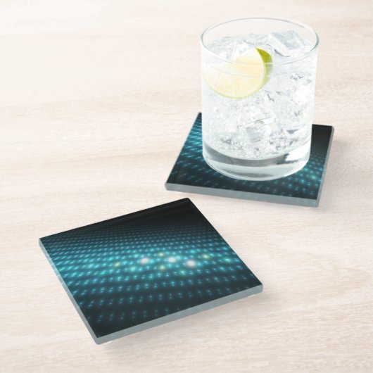 Blaue Kugeln 3D Glasuntersetzer (Schrägansicht)