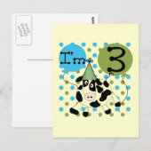 Blaue Kuh 3. Geburtstagsgeschenke Postkarte (Vorne/Hinten)