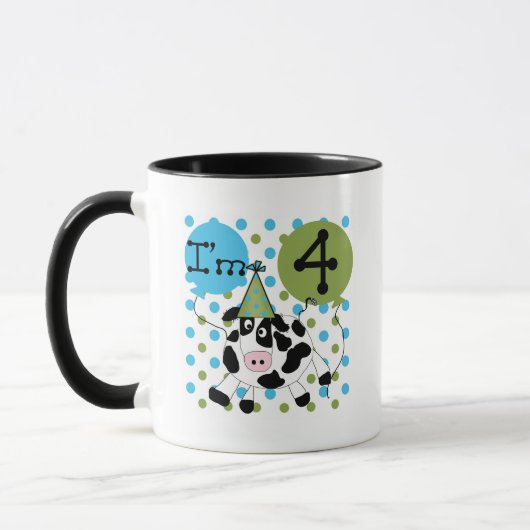 Blaue Kuh 4. Geburtstag - Hemden und Geschenke Tasse (Links)