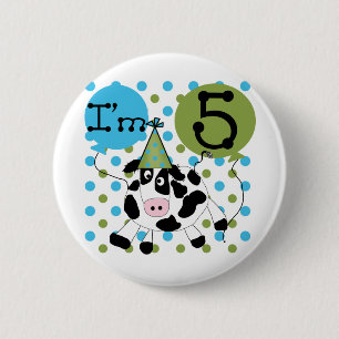 Blaue Kuh 5th Birthday Tshirts und Geschenke Button