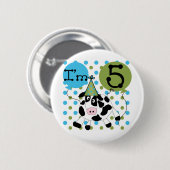 Blaue Kuh 5th Birthday Tshirts und Geschenke Button (Vorne & Hinten)