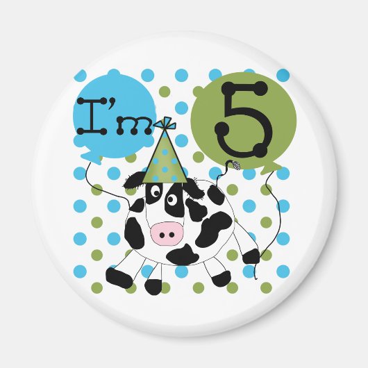 Blaue Kuh 5th Birthday Tshirts und Geschenke Magnet (Vorne)