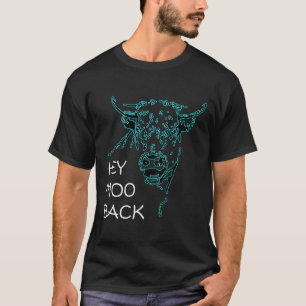 Blaue Kuh Bull Umriss Hey Moo zurück  Auf Rücken T-Shirt