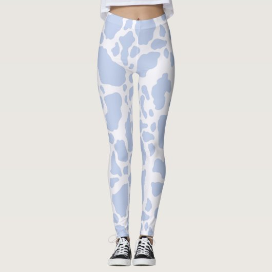 Blaue Kuh-Spots Tierdruckmuster Leggings (Vorderseite)