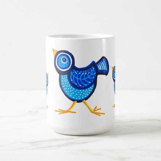 Blaue Küken und Mutterhuhn Kaffeetasse (Mittel)