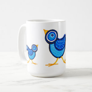 Blaue Küken und Mutterhuhn Kaffeetasse