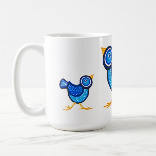 Blaue Küken und Mutterhuhn Kaffeetasse (Links)