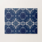 Blaue Kunst geometrische abstrakte Kunst Puzzle (Horizontal)