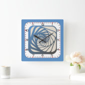 Blaue Kunst Quadratische Wanduhr (Zuhause)