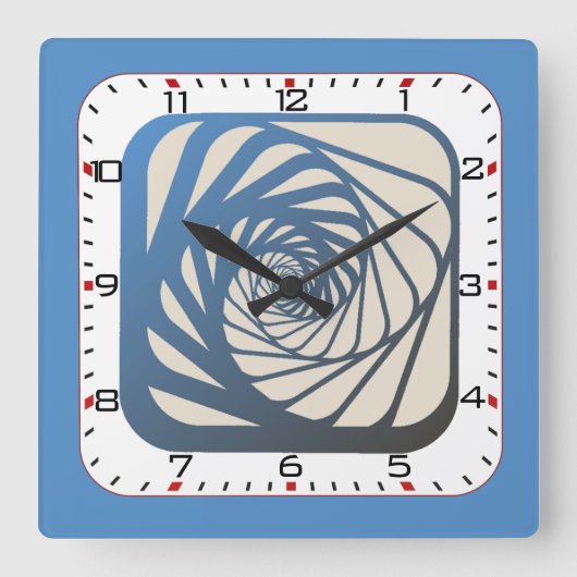 Blaue Kunst Quadratische Wanduhr (Vorderseite)
