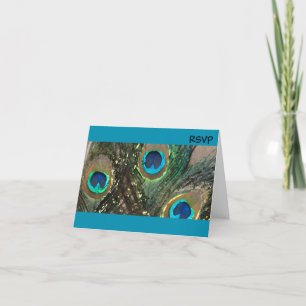 Blaue künstlerische Pfauen-Hochzeits-RSVP Einladung