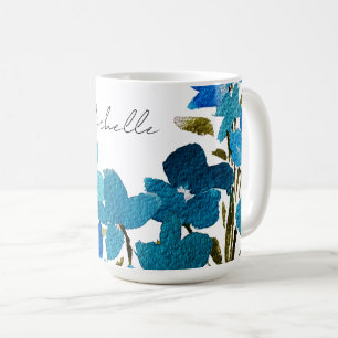 Blaue künstlerische Wildblumen Kaffeetasse