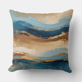 Blaue Kupfer- und Goldwellen Kissen