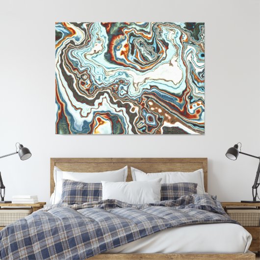 Blaue Kupfermarmor-Geoden-Strömung Leinwanddruck (Insitu (Schlafzimmer))