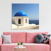Blaue Kuppel auf Santorini Leinwanddruck (Insitu (Wohnzimmer))
